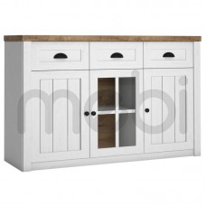 Місткий комод зі скляними дверцятами та ящиками для вітальні Prowansja Gała Meble 130x88x43 (Prowansja K3S) 000372