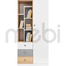 Стелаж однодверний з полицями та ящиками для підліткової кімнати Pixel Meblar 80x170x40 (PX7 - Pixel) 113968