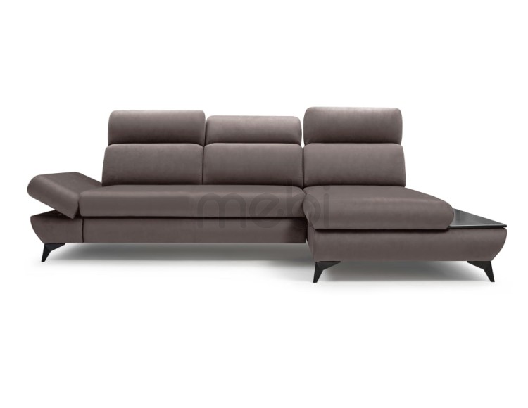 Правий кутовий диван з регульованими підголівниками та дерев'яною полицею Titan Meble Laski 280x90x166 (TITAN_PRAWY) 153753