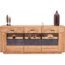 Широкий комод з підсвічуванням та скляними дверцятами. Sangero Meble Krysiak 194x85x45 (SAN.012.03) 154282