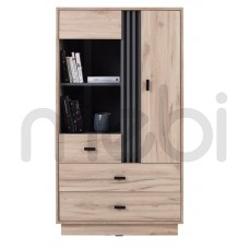 Книжкова шафа з ящиками та полицями для вітальні Allmo Meblar 80x145x40 (AL4) 154227